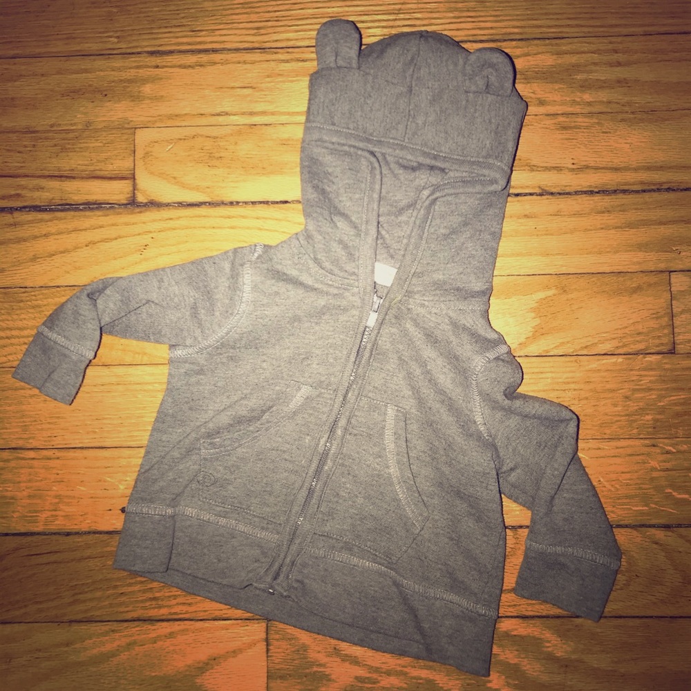 Heather grey zip front hoodie